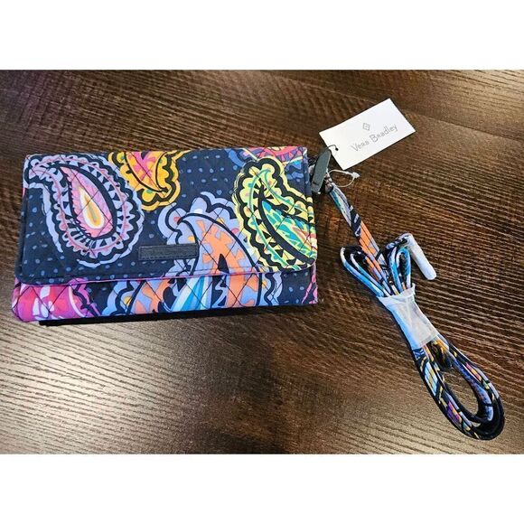 NWT VERA BRADLEY CROSSBODY WALLET TWILIGHT PAISLEY - Picture 1 of 2